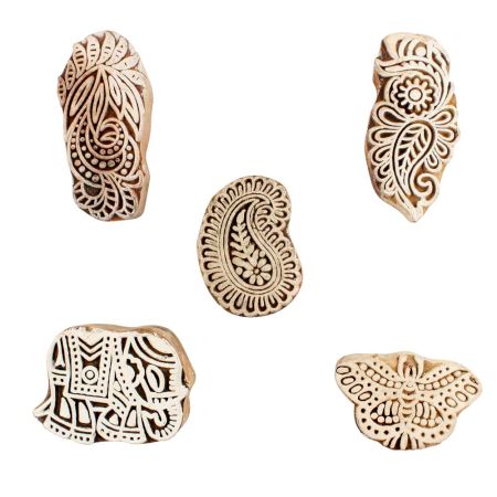 Set of 5 Piece New Mix Wooden Printing Blocks